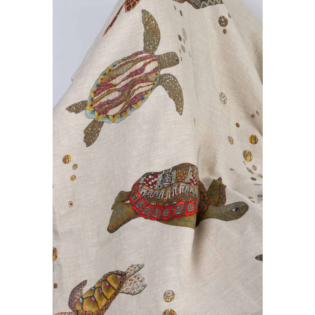 Tissu en lin « Tortues » | Biron Tissu en lin "Tortues"