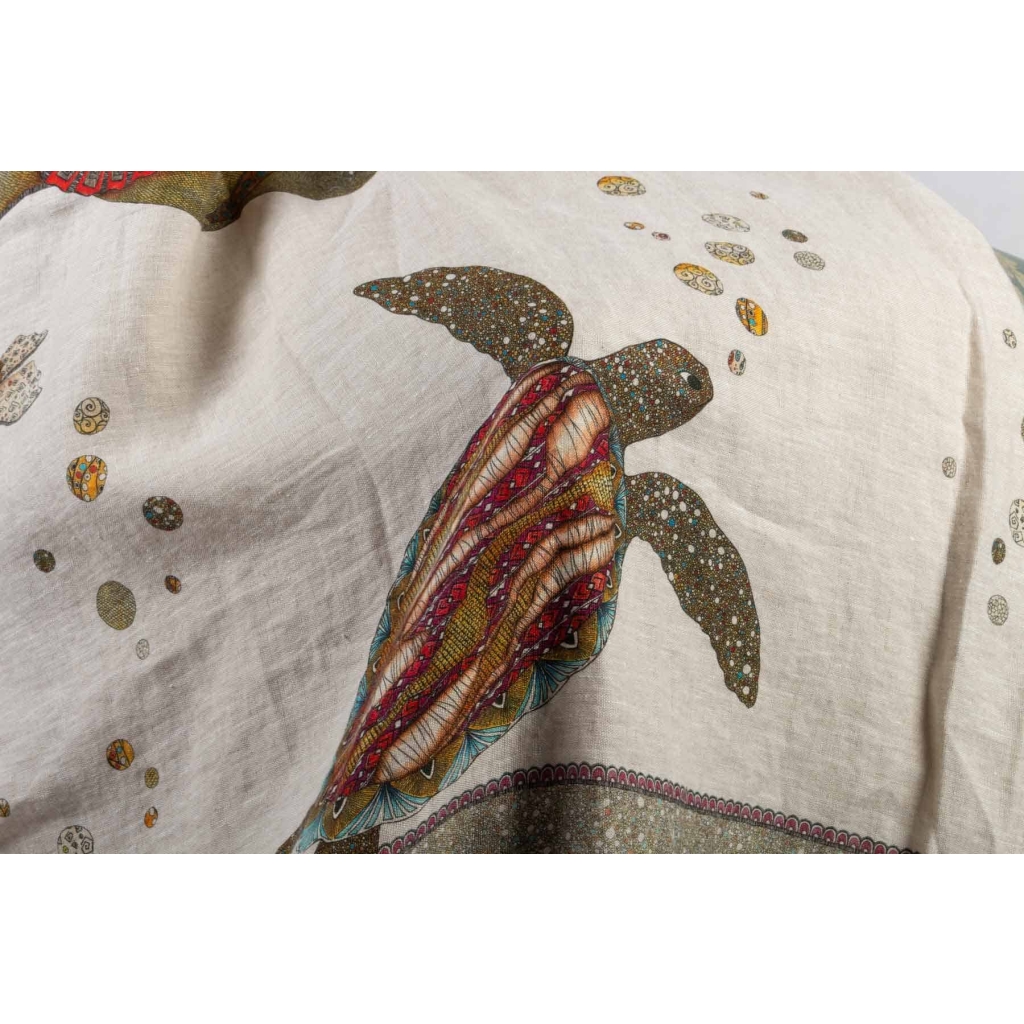 Tissu en lin « Tortues » | Biron Tissu en lin "Tortues"