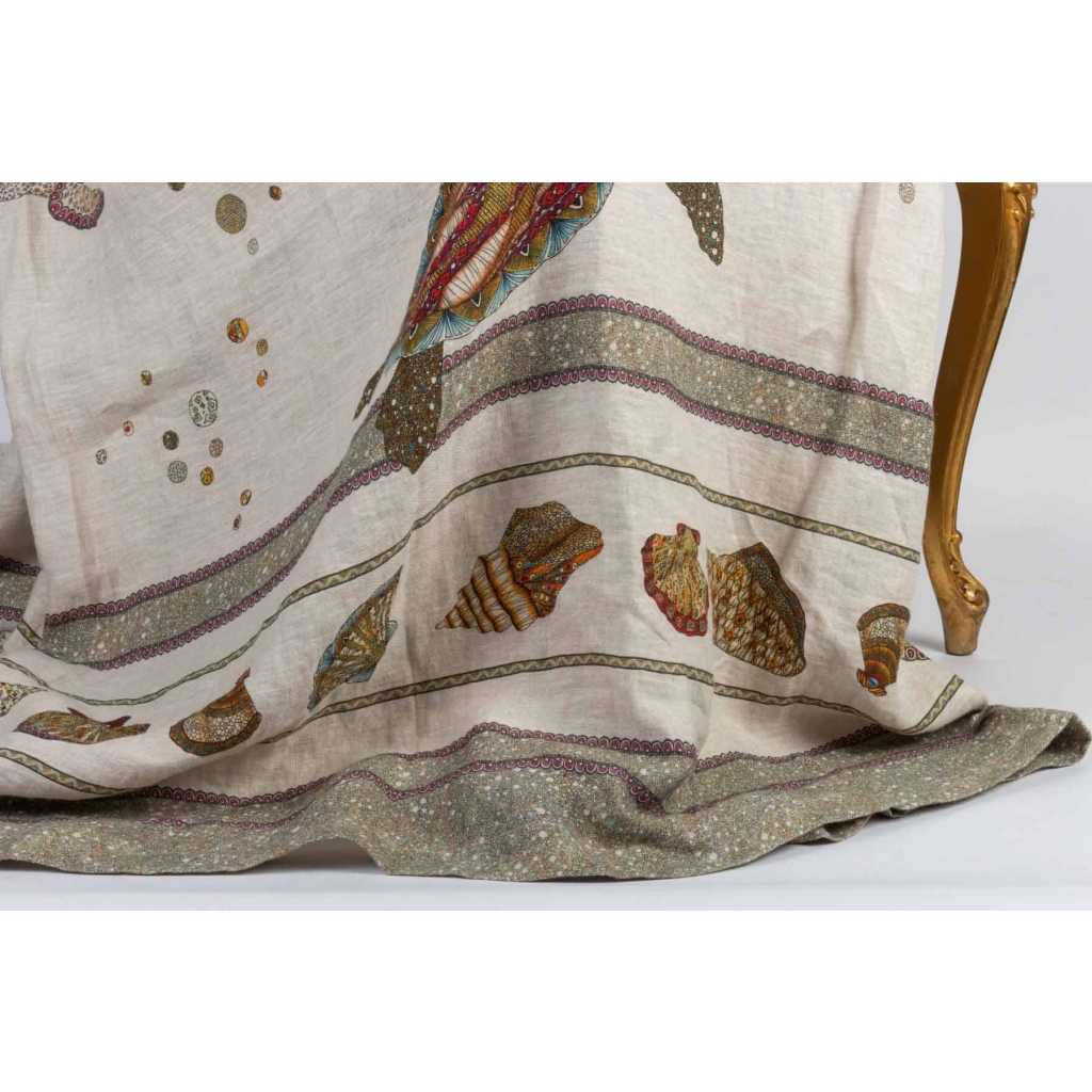 Tissu en lin « Tortues » | Biron Tissu en lin "Tortues"
