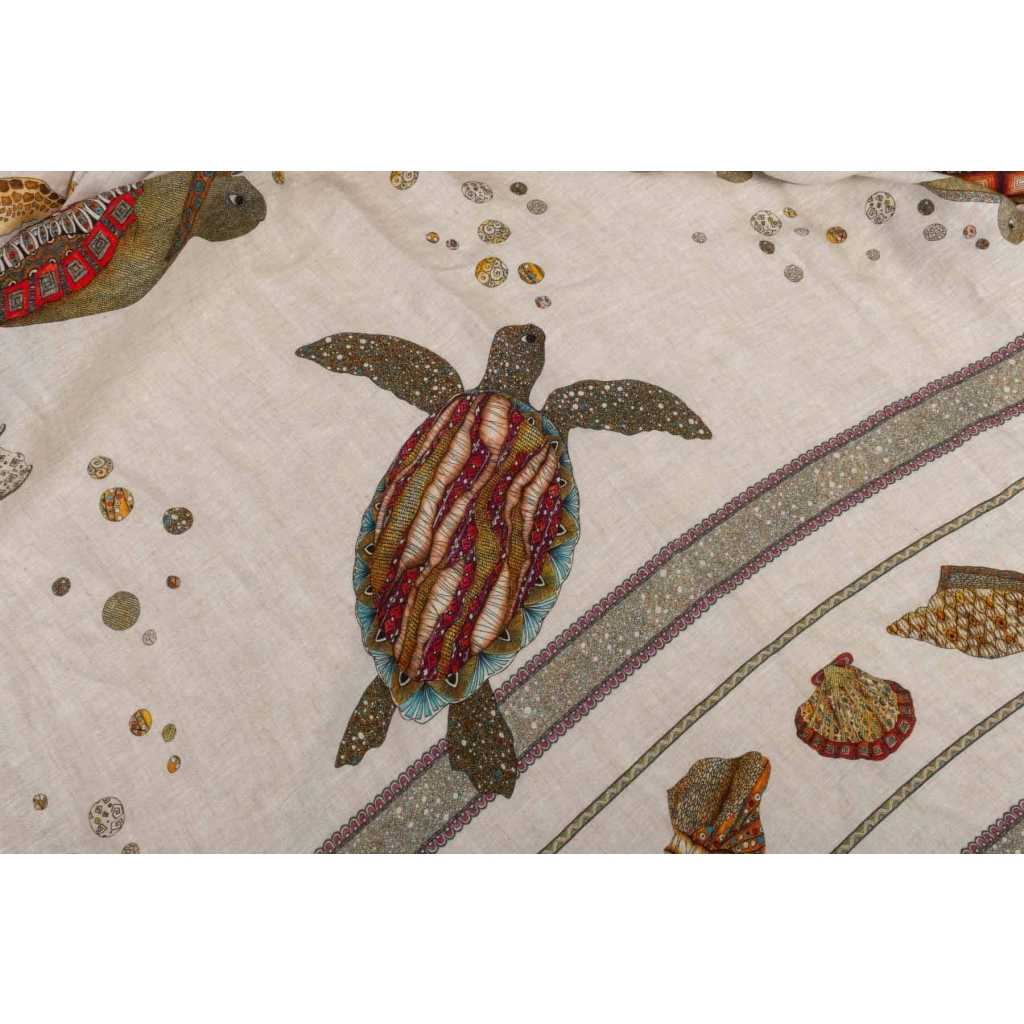 Tissu en lin « Tortues » | Biron Tissu en lin "Tortues"