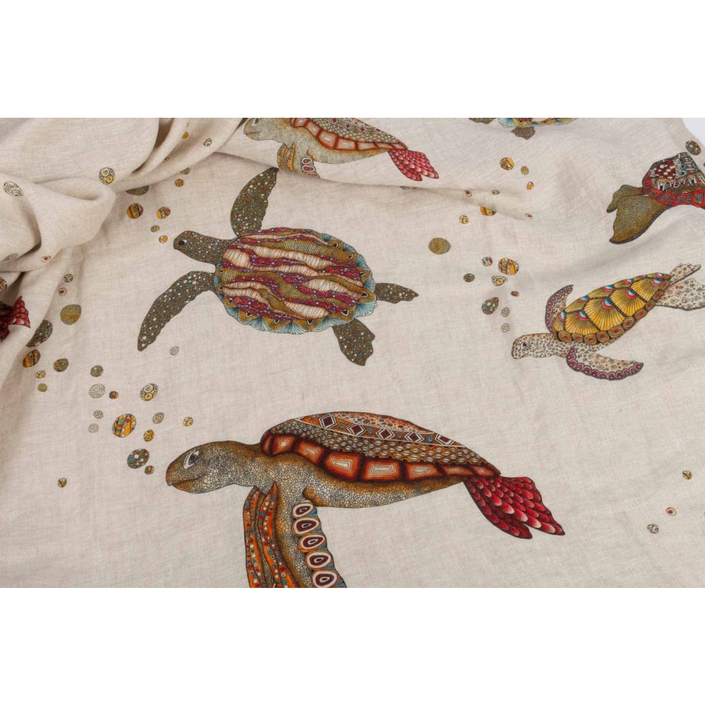 Tissu en lin « Tortues » | Biron Tissu en lin "Tortues"
