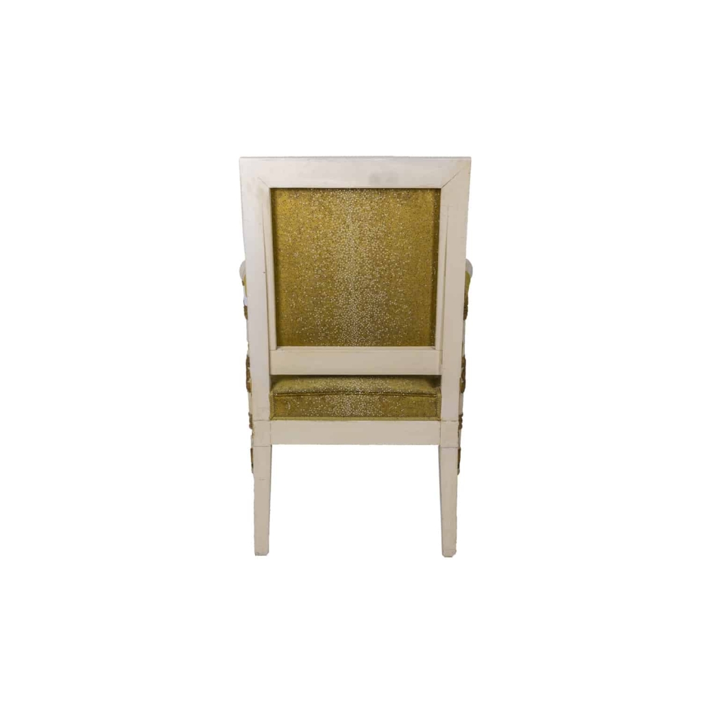 Paire de fauteuils de style Empire blanc et or, années 1950 | Biron Paire de fauteuils de style Empire blanc et or, années 1950