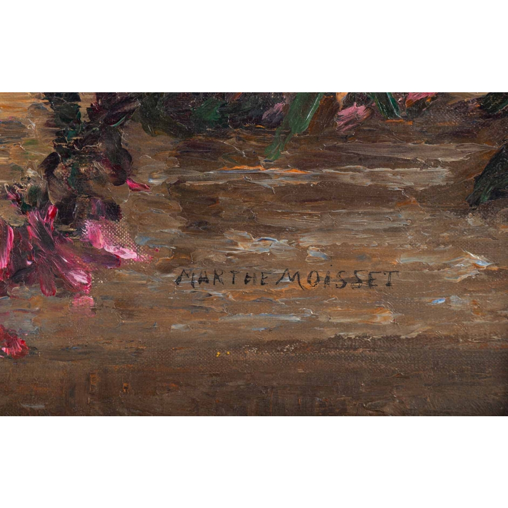 Tableau de Marthe Moisset ( 1871 1945) Compositon florale dans un vase en Delft | Biron Tableau de Marthe Moisset ( 1871 1945) Compositon florale dans un vase en Delft