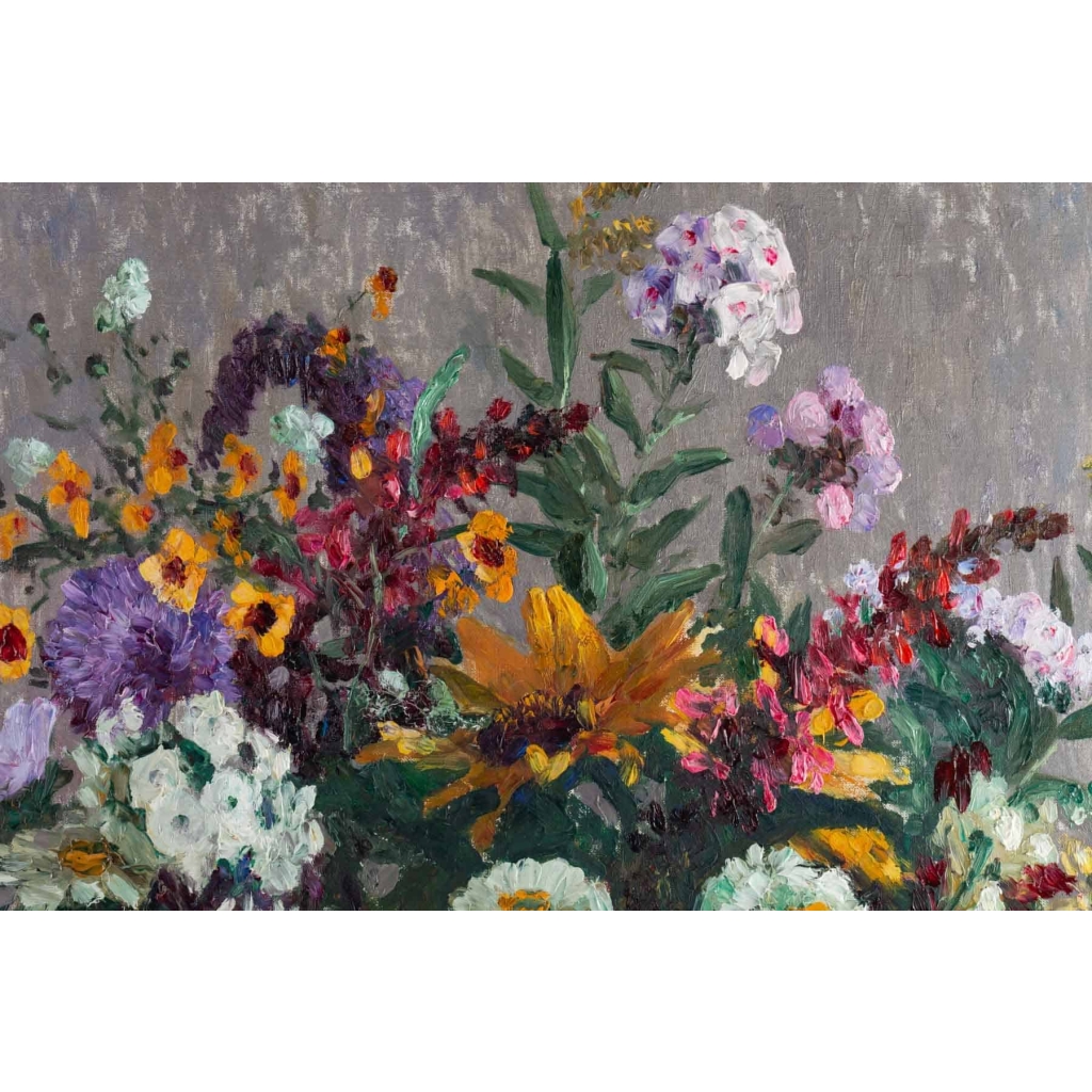 Tableau de Marthe Moisset ( 1871 1945) Compositon florale dans un vase en Delft | Biron Tableau de Marthe Moisset ( 1871 1945) Compositon florale dans un vase en Delft
