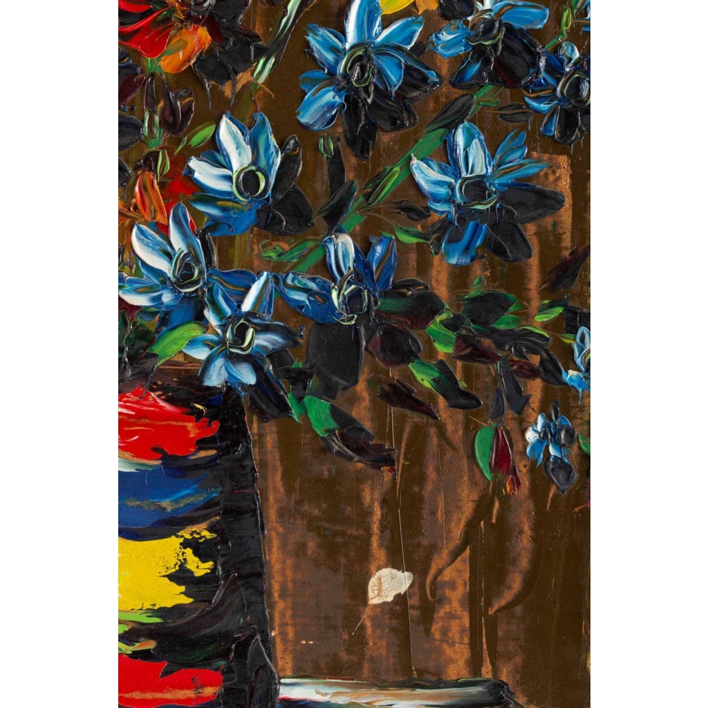 Tableau de S. Abrys vers 1950 "Bouquet de Campanules"