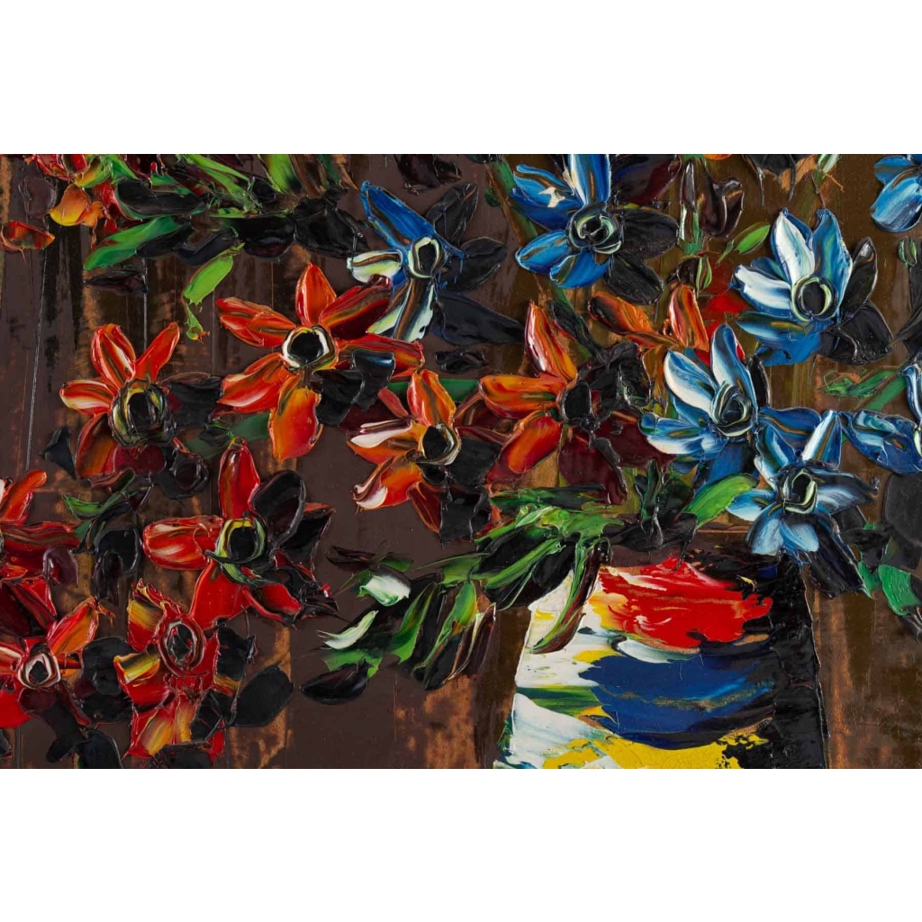 Tableau de S. Abrys vers 1950 "Bouquet de Campanules"
