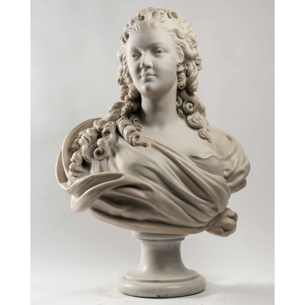 A French 19th Century White Carrara Marble Bust Of Marie Antoinette | Biron |||||