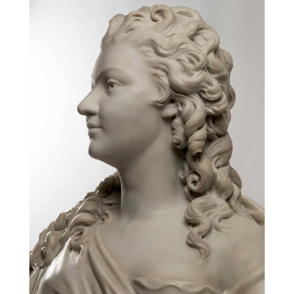 A French 19th Century White Carrara Marble Bust Of Marie Antoinette | Biron A French 19th Century White Carrara Marble Bust Of Marie Antoinette
