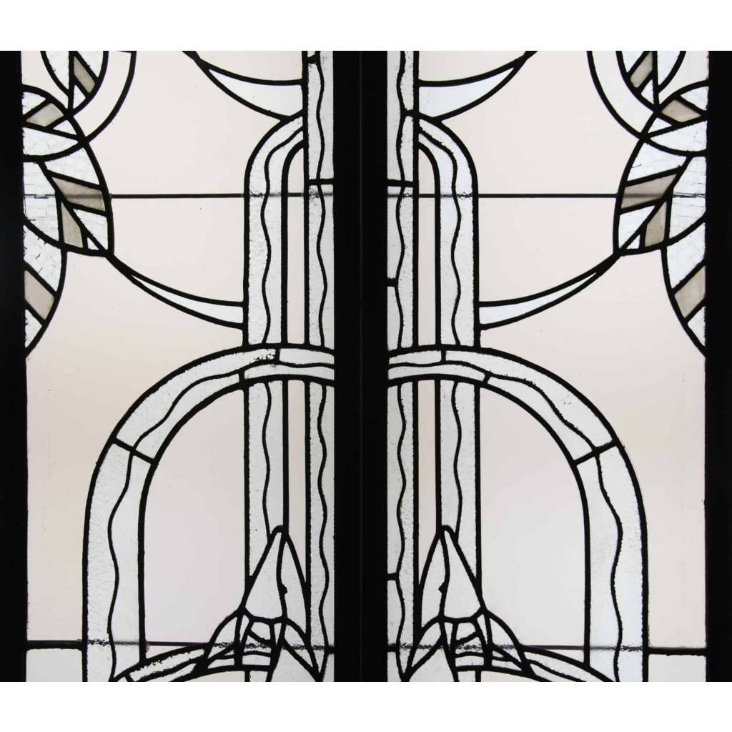 PAIRE DE VITRAUX ART DECO AUX BICHES | Biron PAIRE DE VITRAUX ART DECO AUX BICHES