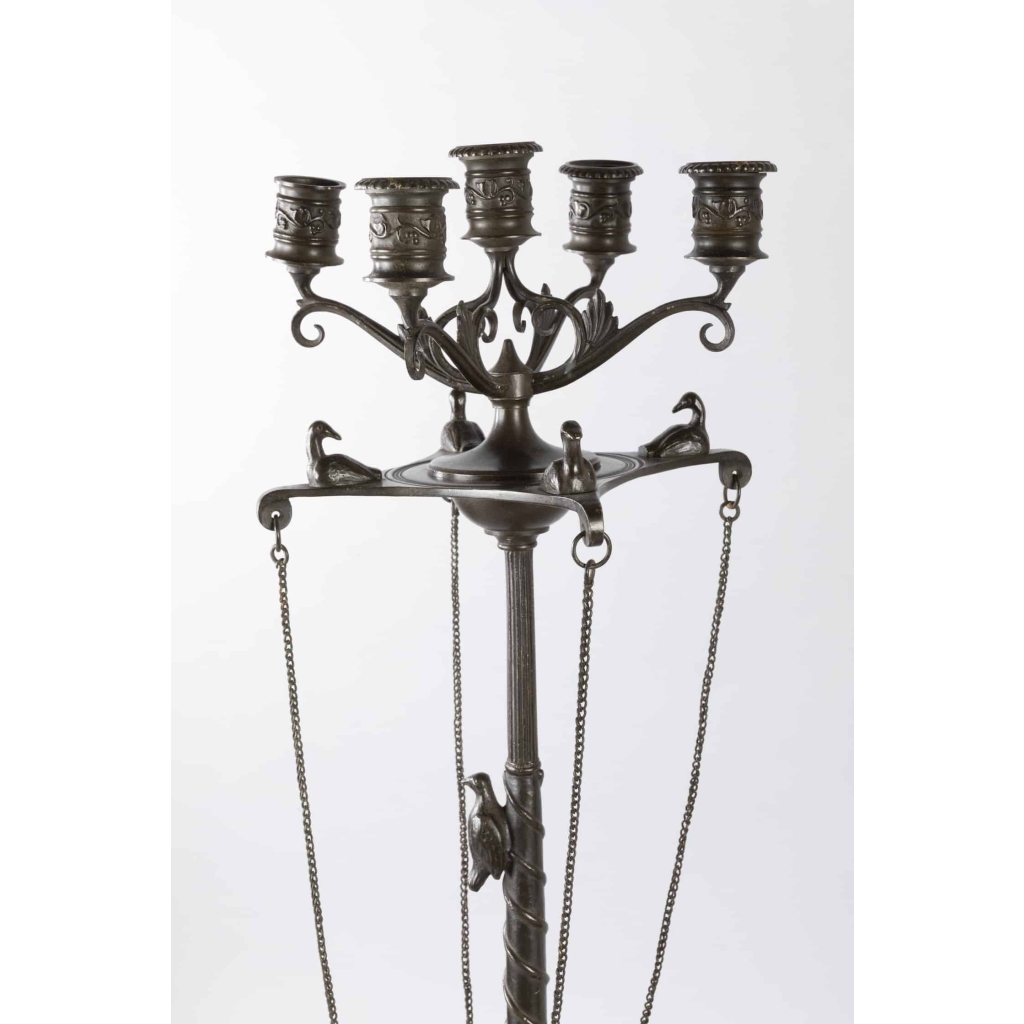 A Pair of 19th Century Patinated Bronze Renaissance St. Candelabras. | Biron A Pair of 19th Century Patinated Bronze Renaissance St. Candelabras.
