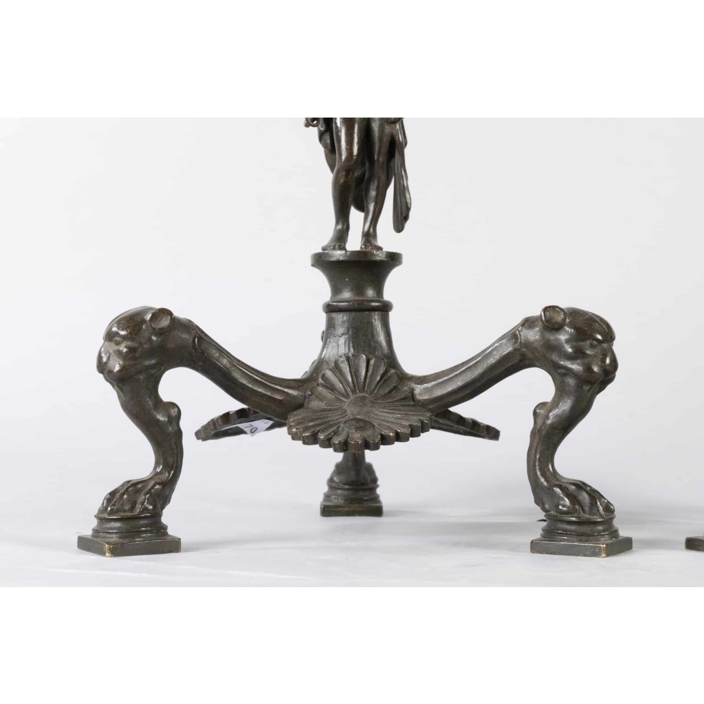 A Pair of 19th Century Patinated Bronze Renaissance St. Candelabras. | Biron A Pair of 19th Century Patinated Bronze Renaissance St. Candelabras.