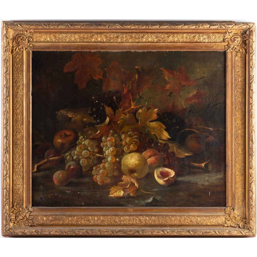 Tableau de H. Velten Nature morte aux Fruits XIXème | Biron ||||||||||||