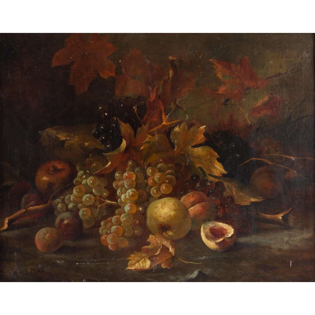 Tableau de H. Velten Nature morte aux Fruits XIXème | Biron Tableau de H. Velten Nature morte aux Fruits XIXème