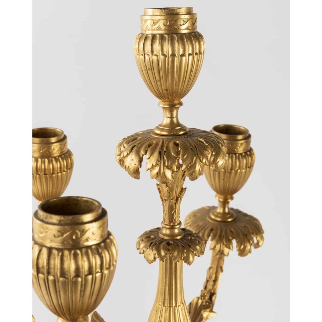 A Pair of 19th Century Louis XVI St. Ormulu and Marble Candelabras. | Biron A Pair of 19th Century Louis XVI St. Ormulu and Marble Candelabras.