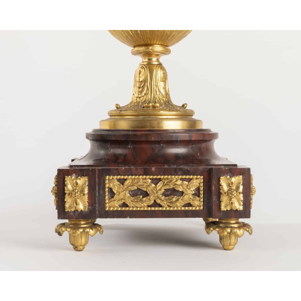 A Pair of 19th Century Louis XVI St. Ormulu and Marble Candelabras. | Biron A Pair of 19th Century Louis XVI St. Ormulu and Marble Candelabras.