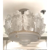 Lustre Plafonnier "Chêne" cristal incolore monture doré de LALIQUE FRANCE d'après un modèle de Marc LALIQUE