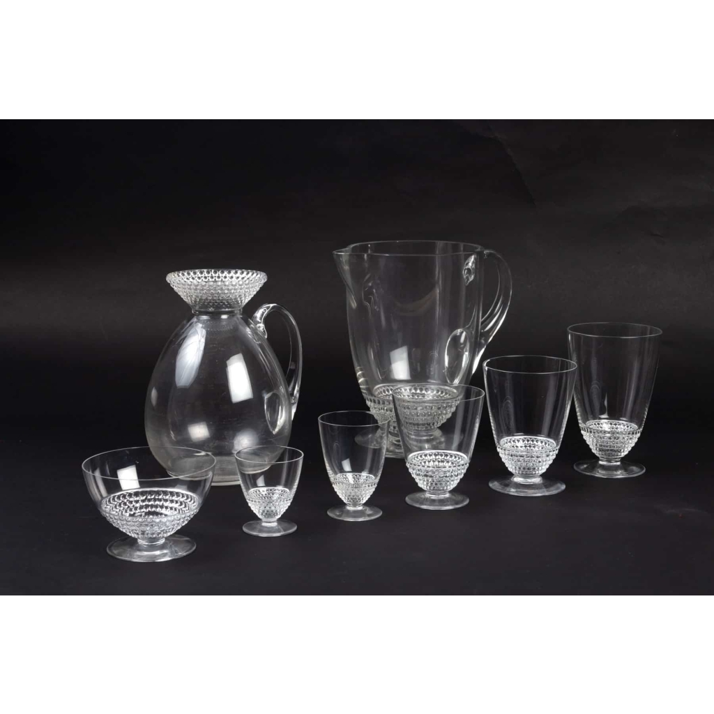Service « Nippon » verre blanc de René LALIQUE – 60 verres – 1 carafe – 1 broc 3