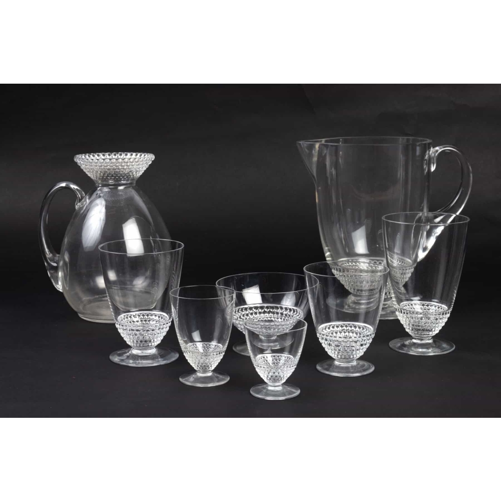 Service « Nippon » verre blanc de René LALIQUE – 60 verres – 1 carafe – 1 broc 4