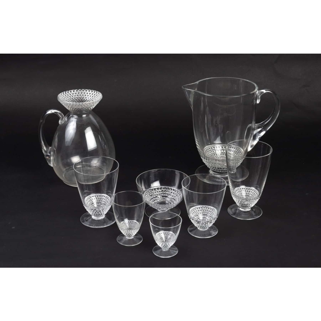 Service « Nippon » verre blanc de René LALIQUE – 60 verres – 1 carafe – 1 broc 5
