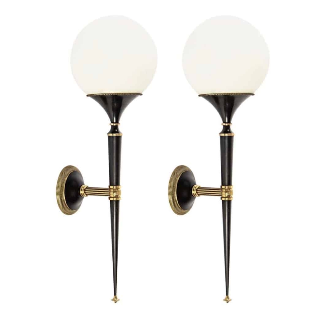 Paire d’Appliques en bronze Maison Honoré 1960 | Biron |||||