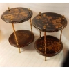 1950/70′ Paire de Guéridons Maison Baguès Décor Bambou en Bronze Doré Avec Plateaux Laque de Chine | Biron 1950/70′ Paire de Guéridons Maison Baguès Décor Bambou en Bronze Doré Avec Plateaux Laque de Chine