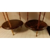 1950/70′ Paire de Guéridons Maison Baguès Décor Bambou en Bronze Doré Avec Plateaux Laque de Chine | Biron 1950/70′ Paire de Guéridons Maison Baguès Décor Bambou en Bronze Doré Avec Plateaux Laque de Chine
