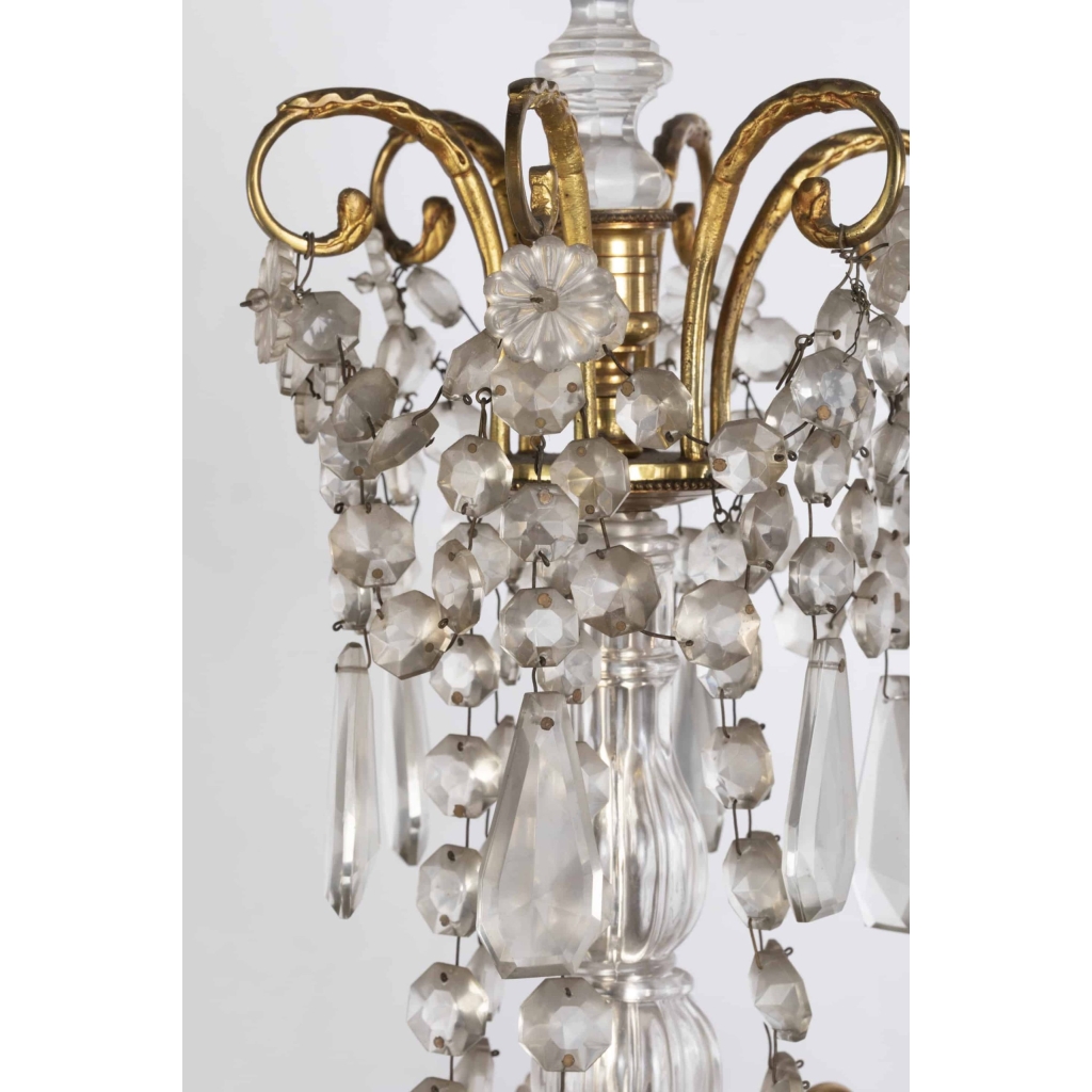 A Pair of French 19th Century Louis XVI St. Ormulu and Baccarat Crystal Girandoles. | Biron A Pair of French 19th Century Louis XVI St. Ormulu and Baccarat Crystal Girandoles.