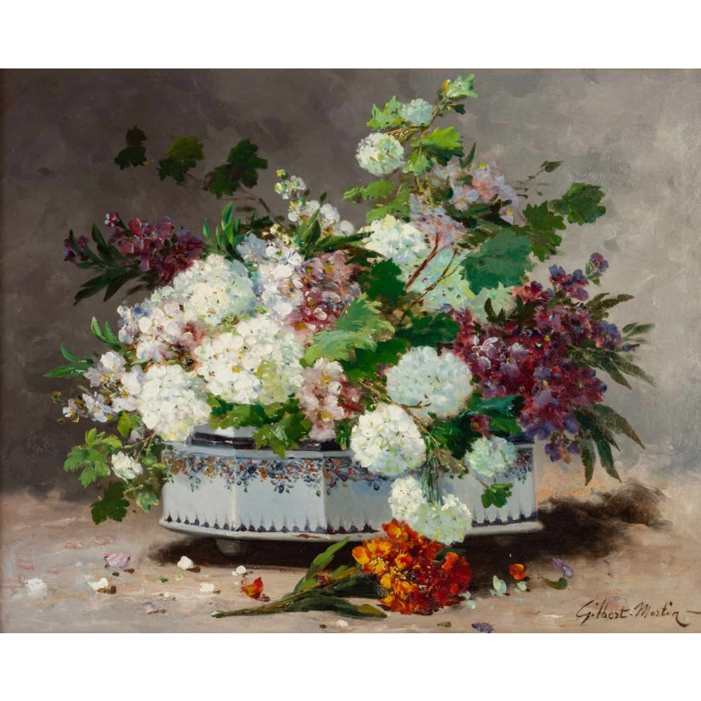 Charles Gilbert-Martin 1839-1905. Fleurs dans une jardinière.