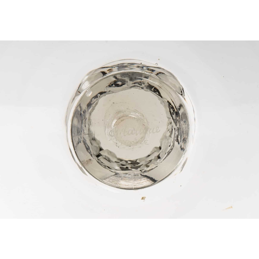 Coupe « Senlis » verre blanc émaillé noir d’origine de René LALIQUE | Biron Coupe « Senlis » verre blanc émaillé noir d'origine de René LALIQUE
