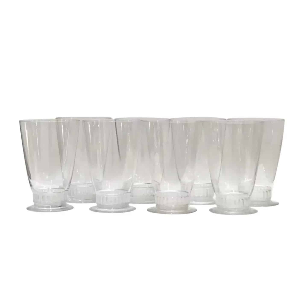 Suite de Huit 8 Verres à Orangeade « Bambou » verre blanc de René LALIQUE | Biron ||||||