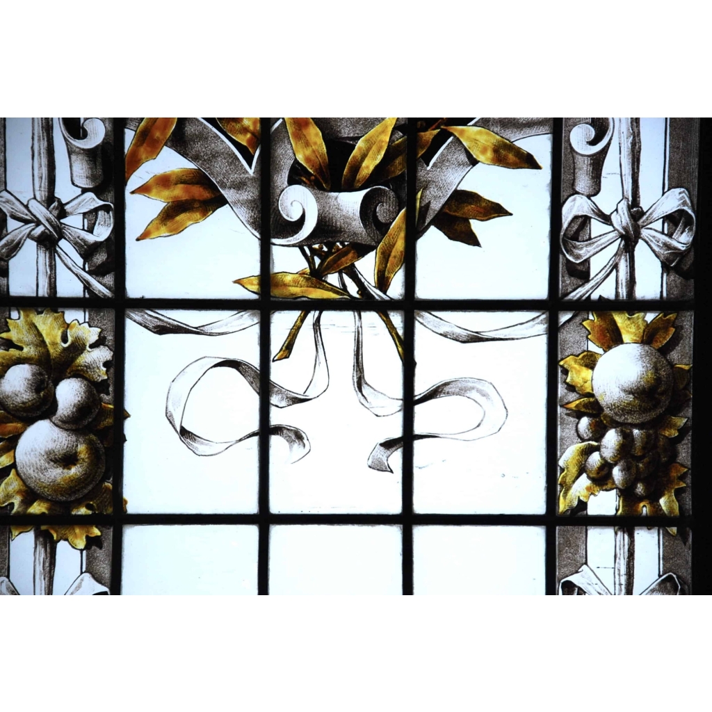 Vitrail Vitraux à l’Antique Signé Eugène Oudinot Daté 1887 | Biron Vitrail Vitraux à l'Antique Signé Eugène Oudinot Daté 1887