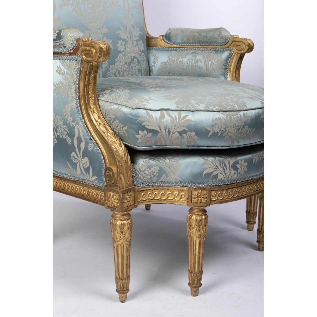 A 19th Century Louis XVI St. giltwood Bèrgere. | Biron A 19th Century Louis XVI St. giltwood Bèrgere.