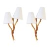 Paire d’Appliques 1950, Modèle « Branchage » en Bambou Louis Sognot | Biron ||||