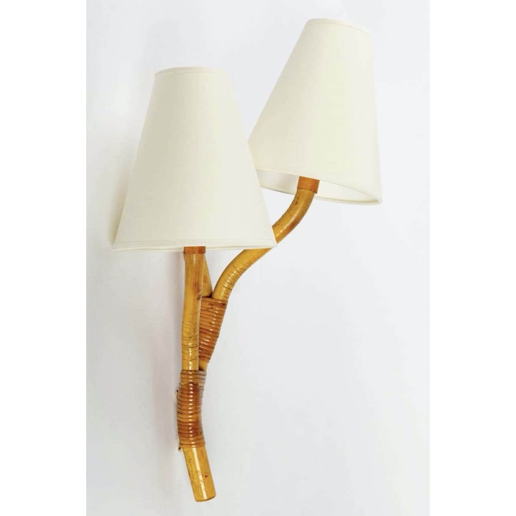 Paire d’Appliques 1950, Modèle « Branchage » en Bambou Louis Sognot | Biron Paire d'Appliques 1950, Modèle "Branchage" en Bambou Louis Sognot