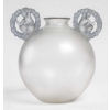 Vase « Ronsard » verre blanc anses patiné bleu de René LALIQUE | Biron ||||||