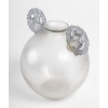 Vase « Ronsard » verre blanc anses patiné bleu de René LALIQUE | Biron Vase « Ronsard » verre blanc anses patiné bleu de René LALIQUE