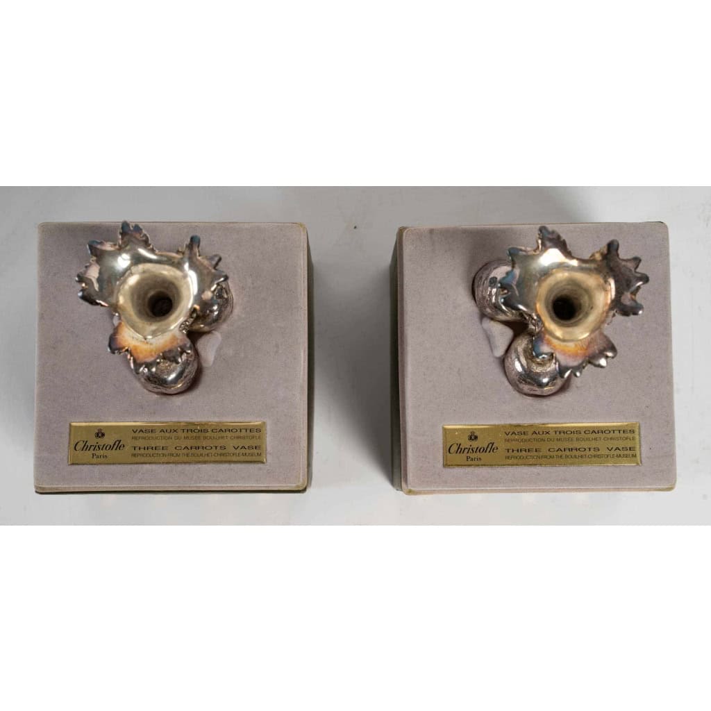 Paire de vases aux trois carottes de Christofle