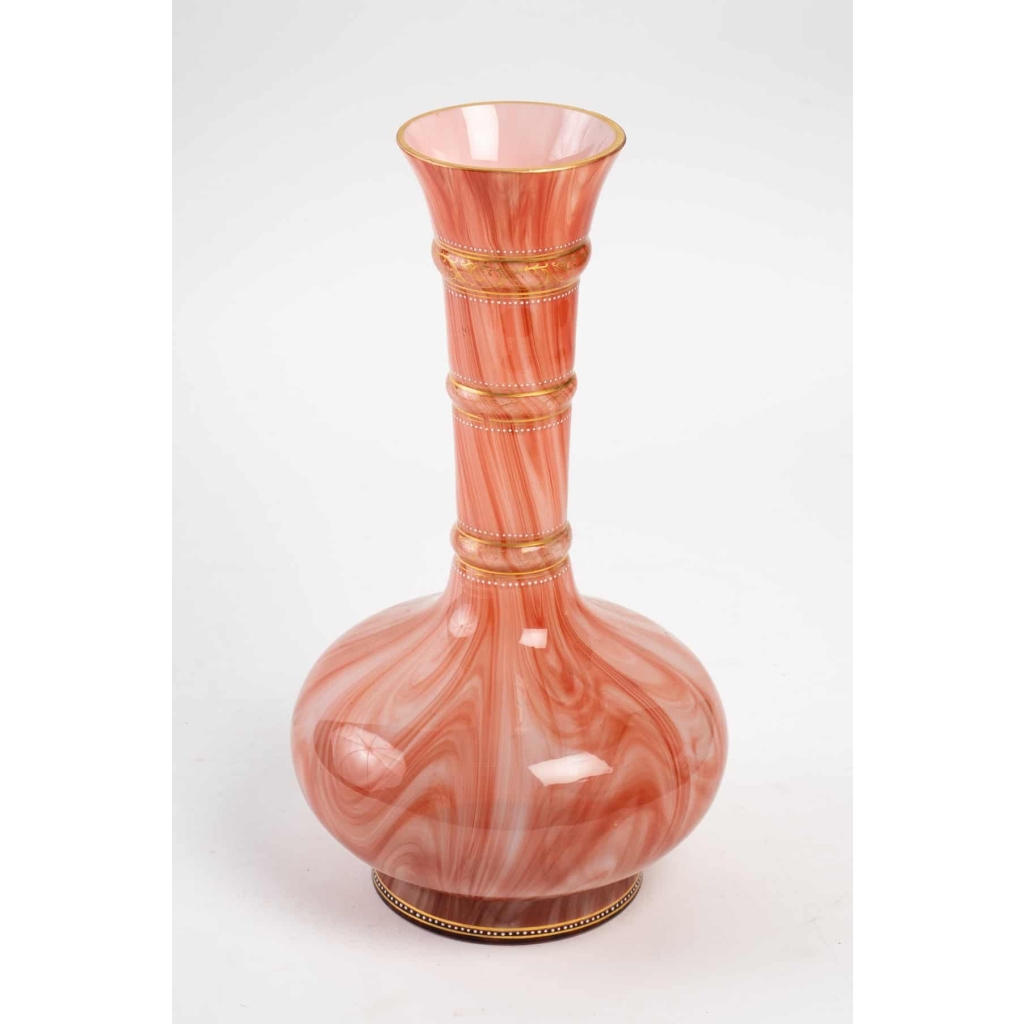 Vase doublé rouge et blanc XIXème | Biron Vase doublé rouge et blanc XIXème