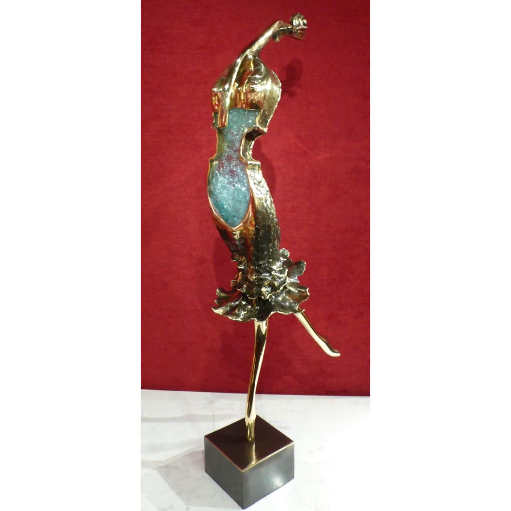 NOWACZYK Sculpture bronze laiton verre pilé Danseuse | Biron NOWACZYK Sculpture bronze laiton verre pilé Danseuse