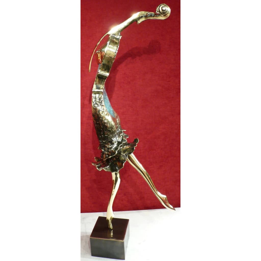 NOWACZYK Sculpture bronze laiton verre pilé Danseuse | Biron NOWACZYK Sculpture bronze laiton verre pilé Danseuse