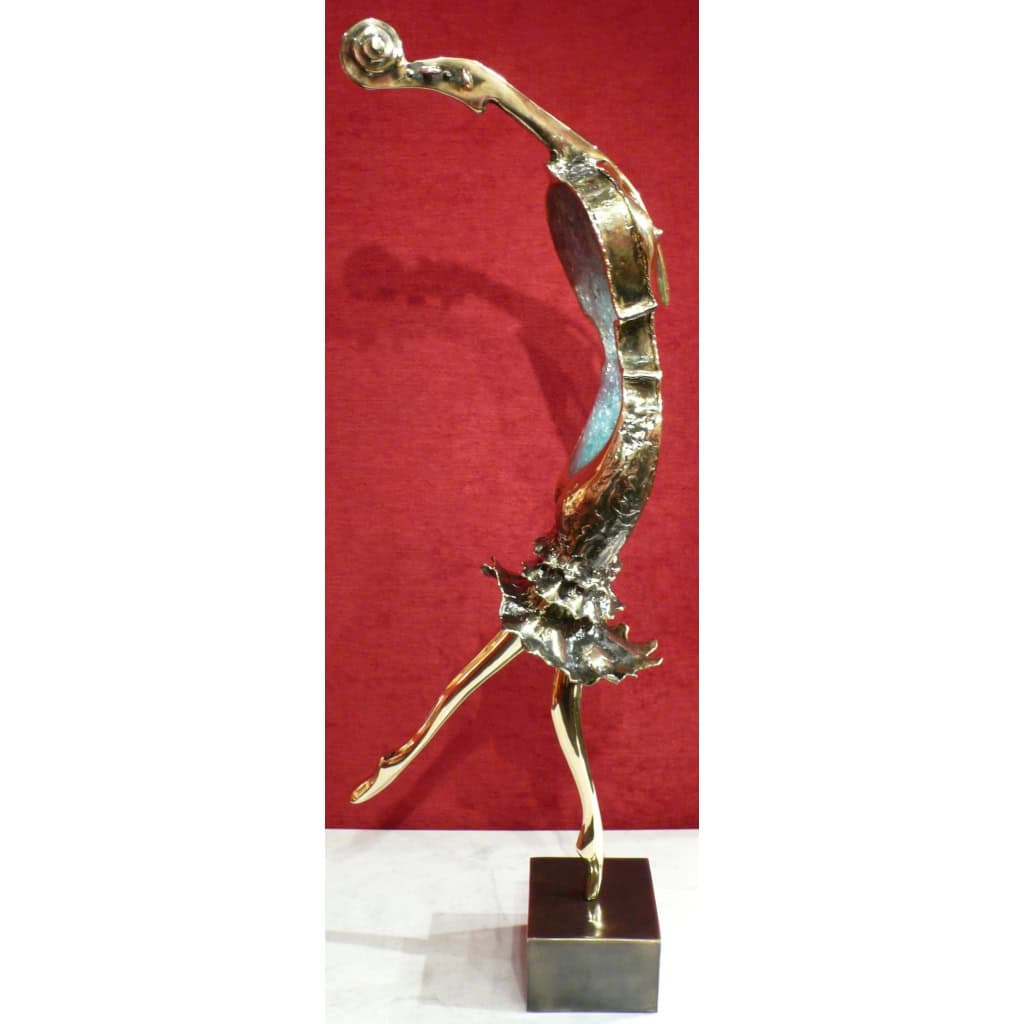 NOWACZYK Sculpture bronze laiton verre pilé Danseuse | Biron NOWACZYK Sculpture bronze laiton verre pilé Danseuse