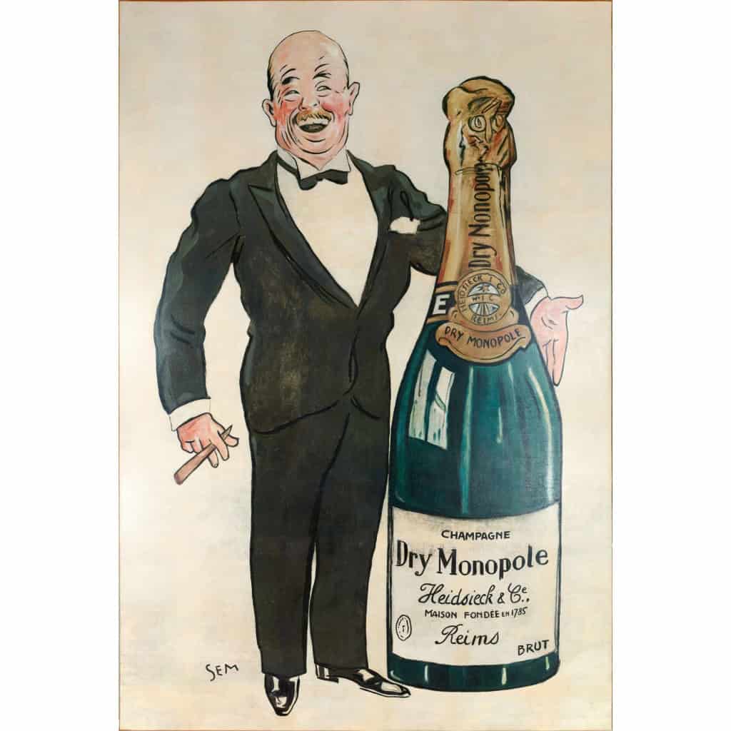 Oil on Canvas – SEM – Champagne Dry Monopole – Charlie Heidsieck – Reims – 1927 | Biron ||