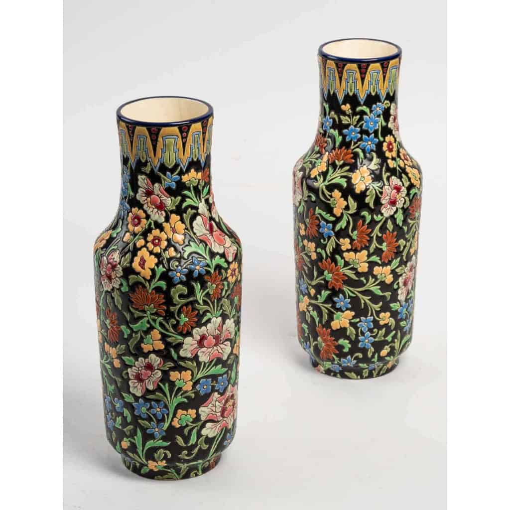 Paire de vases Longwy, XXème siècle | Biron Paire de vases Longwy, XXème siècle