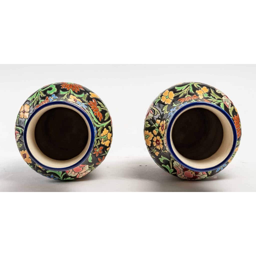 Paire de vases Longwy, XXème siècle | Biron Paire de vases Longwy, XXème siècle