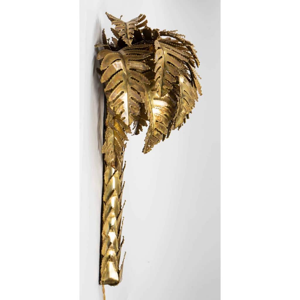 Applique palmier en laiton, 2 lumières, XXème siècle | Biron Applique palmier en laiton, 2 lumières, XXème siècle