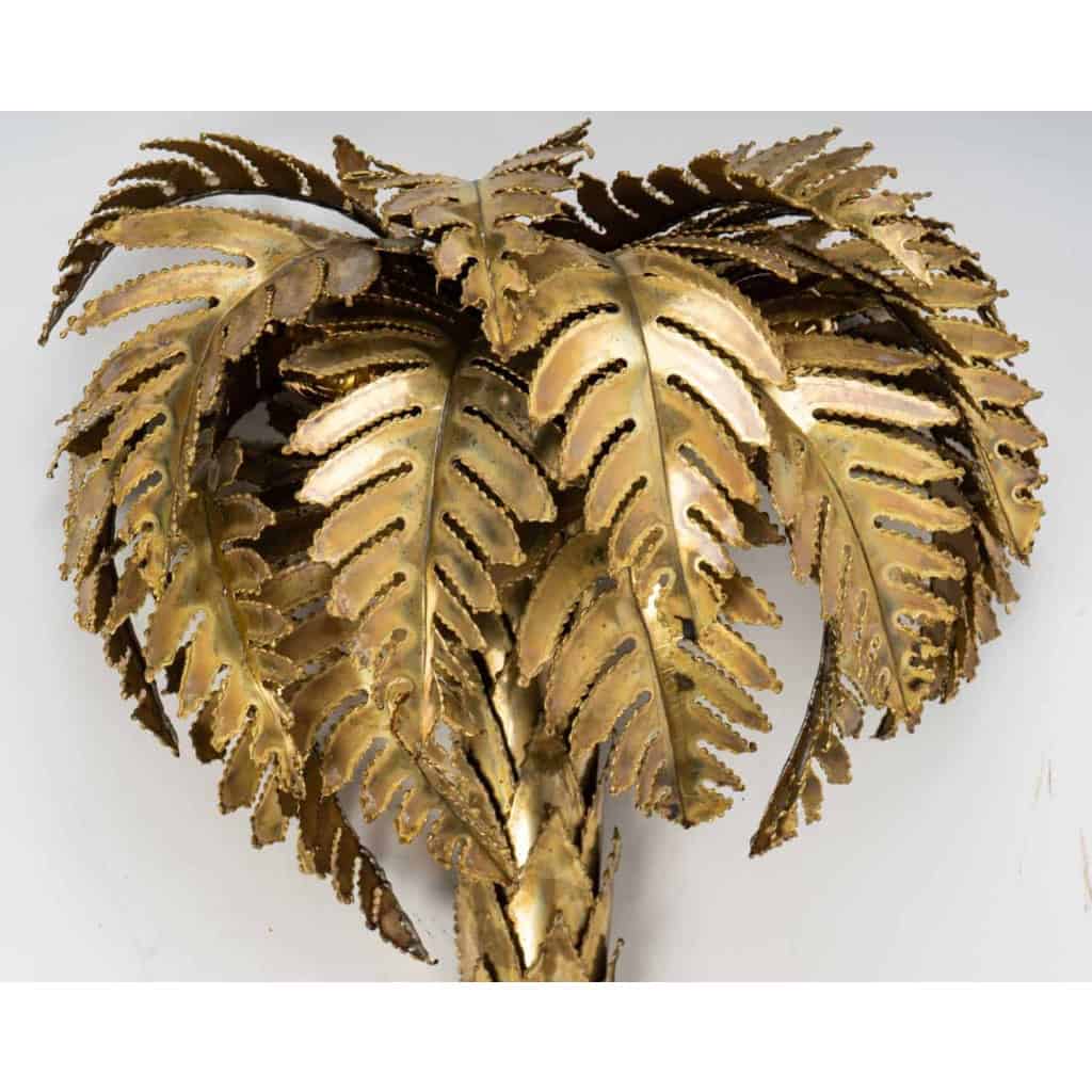 Applique palmier en laiton, 2 lumières, XXème siècle | Biron Applique palmier en laiton, 2 lumières, XXème siècle