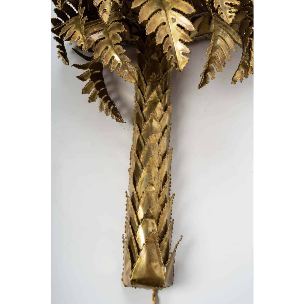 Applique palmier en laiton, 2 lumières, XXème siècle | Biron Applique palmier en laiton, 2 lumières, XXème siècle
