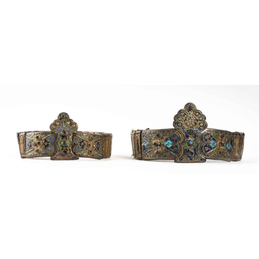 ceintures de mariage,en bronze argenté et email.Zonari Me Tin Korona. Grece ,Soufli vers 1800