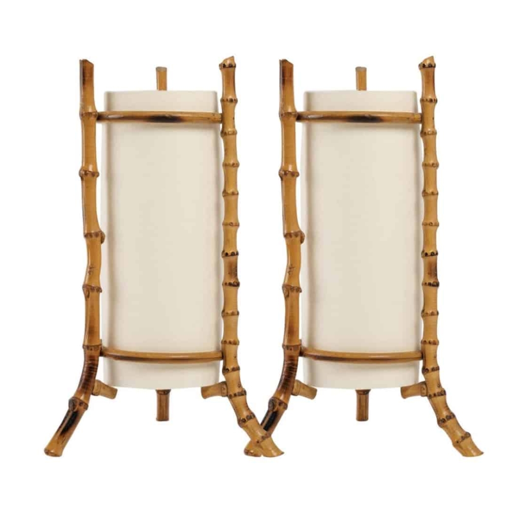 1950 Paire de lampes en bambou Louis Sognot | Biron |||||