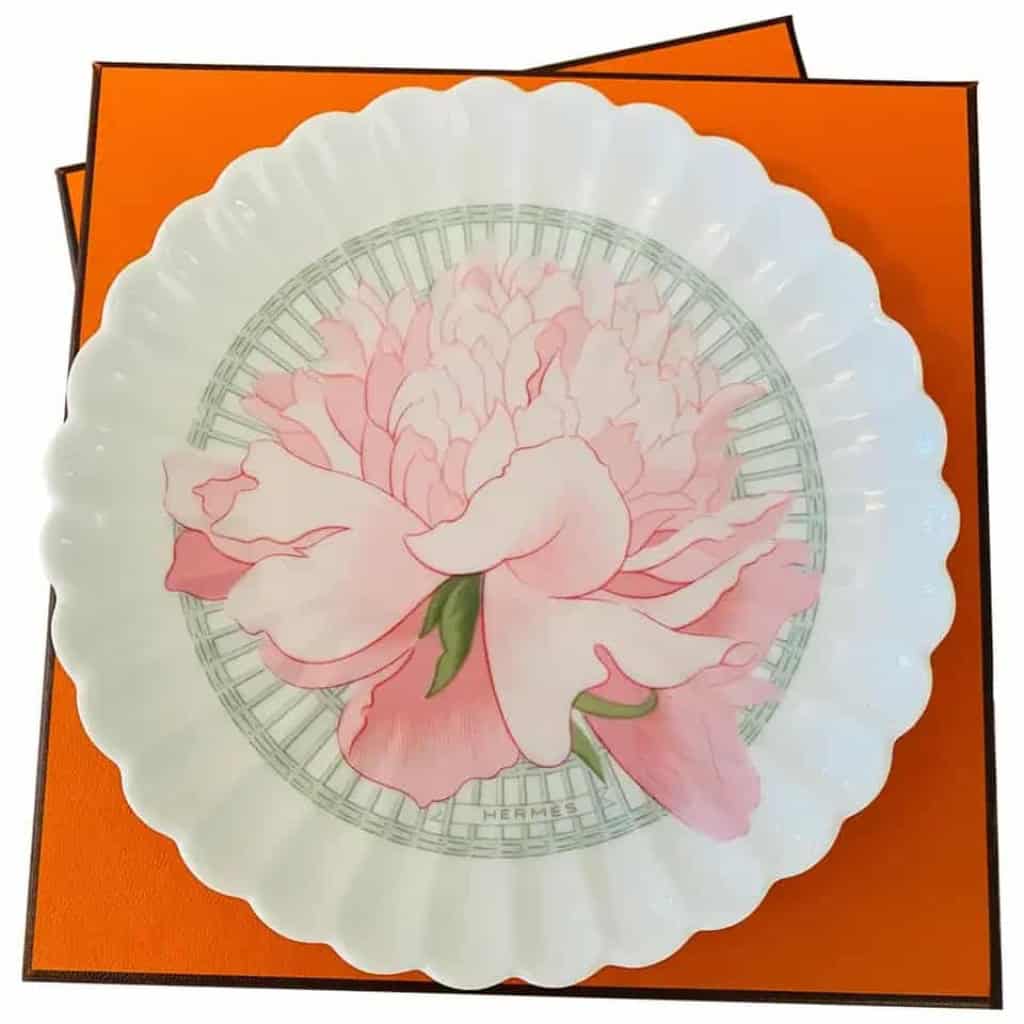 Hermès « Pivoines » Dish/coupelles, 1984 – porcelaine de Limoges | Biron ||